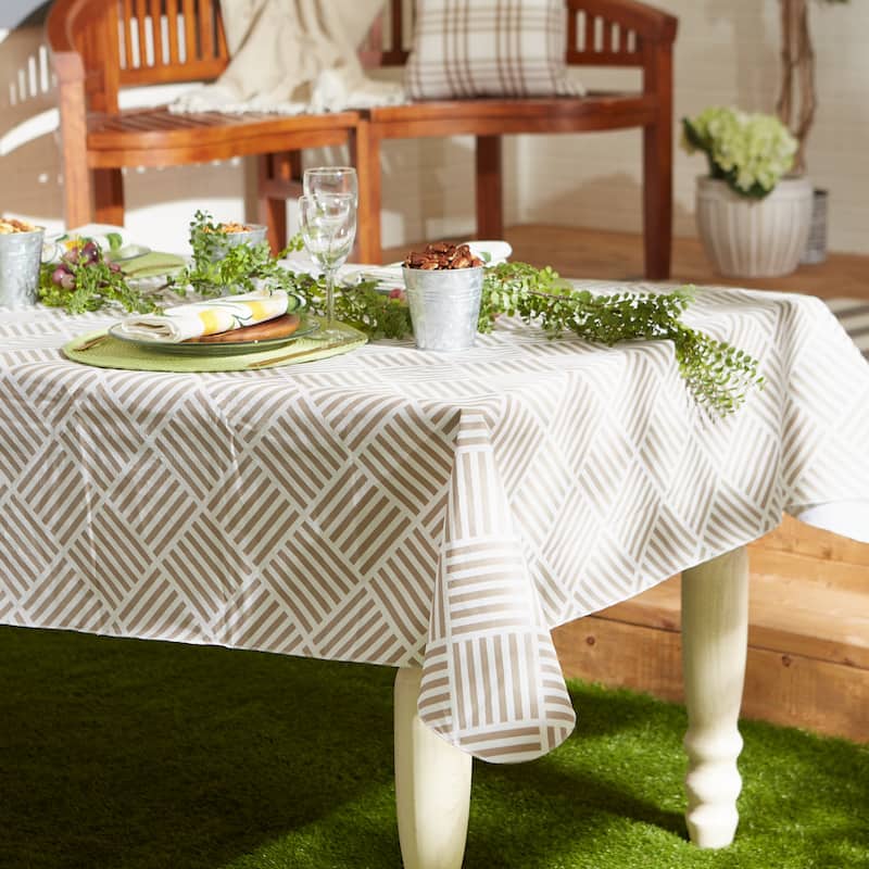 Stone Grid Vinyl Tablecloth