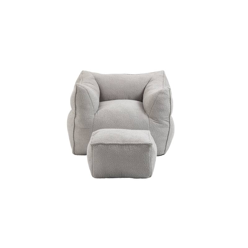 GDFStudio - COOLMORE Boucle Bean Bag Chair with Memory Foam Filling for Ultimate Comfort