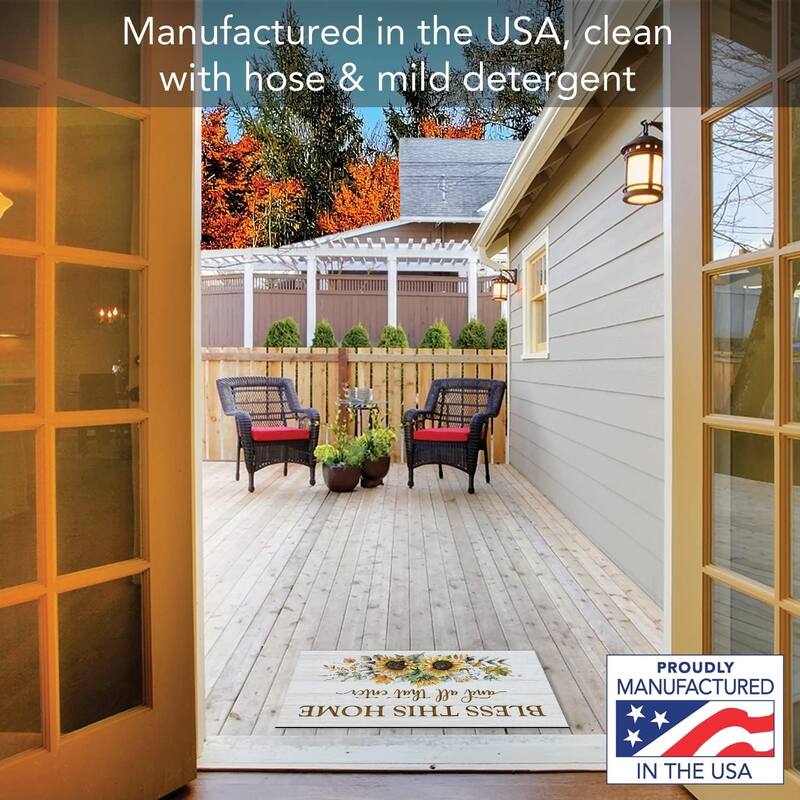 Bless This Home Fall Indoor/Outdoor Entryway Mat Made in The USA Low Profile Protective Non-Skid Rubber Backing 29.5" by 17.75"