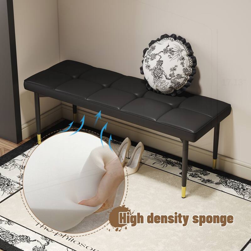 47*16 Inch Multifunctional Black Shoe Bench