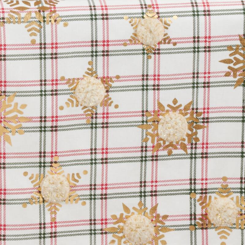 Plaid Table Runner With Snowflake Design - 16"x72"