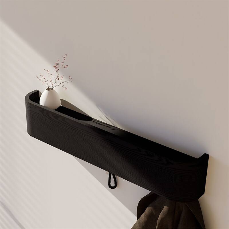 Solid Wood Wall-Mounted Coat Rack with Hooks