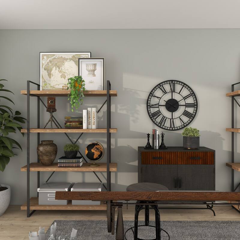 Black Metal Open Cutout Frame Decorative Wall Clock