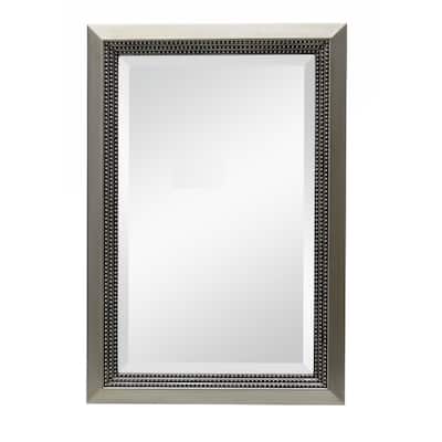 The Gray Barn Warm Silver Beaded Edge Rectangular Wall Mirror