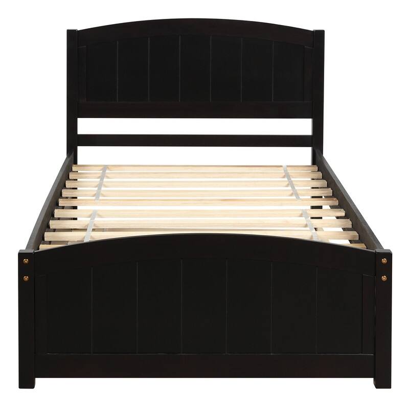 Twin size Wood Platform Bed with Trundle