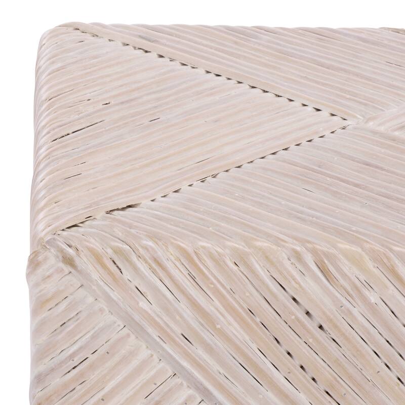 SAFAVIEH Couture Wyn rose Woven Split Rattan Ottoman