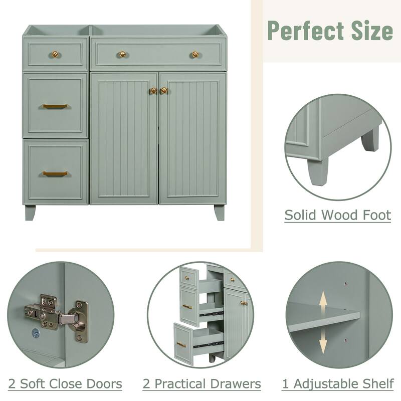 36-inch Bathroom Vanity Single Bathroom Cabinet with 2 Drawers