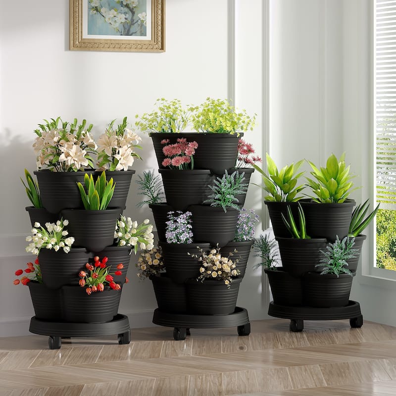 Vertical Strawberry Planter, 5 Tier Hanging Vertical Gardening Planter, Stackable Garden Tower Pot for Strawberries, Flowers