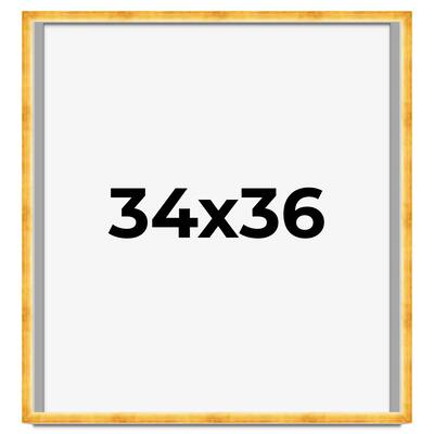 34x36 Shadow Box Frame Gold | 1.625 Inches Deep Real Wood Traditional