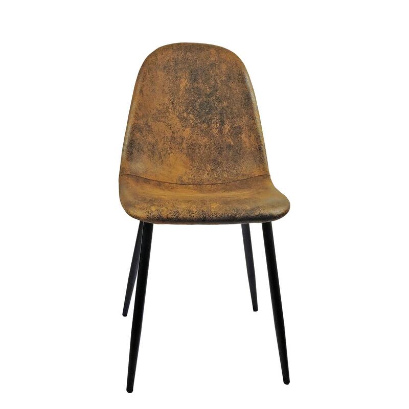 Modern Set of 4 Dining Chairs with Arched Backrest and Cushioned Seat and Black Metal Legs for Dining Room and Living Room
