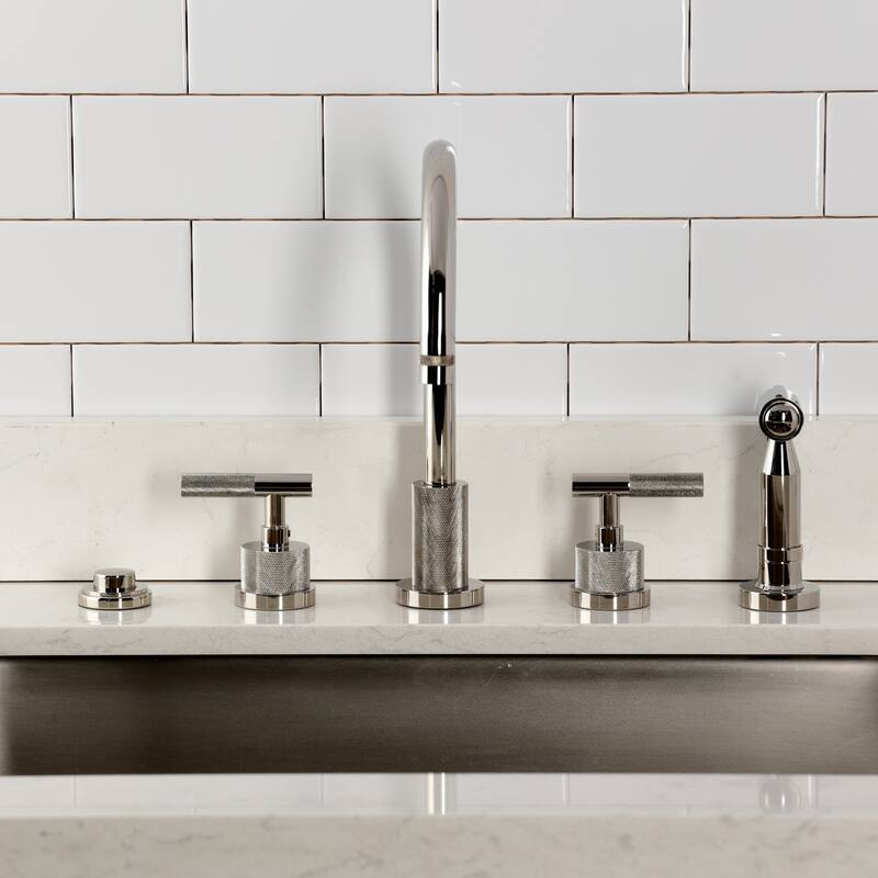 Kingston Brass Essex Double-Handle Wall-Mount Pre-Rinse Bridge Kitchen Faucet