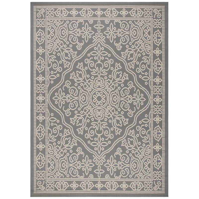 SAFAVIEH Courtyard Ersilia Indoor/ Outdoor Rug - 8' x 11' - Anthracite/Beige