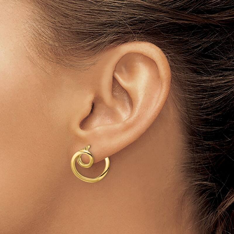 Curata 14k Yellow Gold Polished Swirl Circle Post Earrings 16x10mm