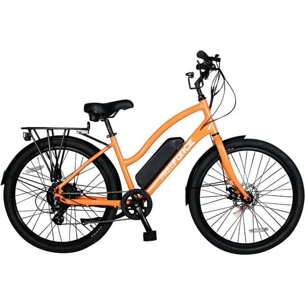 slide 2 of 17, FreeForce The Avalon 16-in. Electric Beach Cruiser Bike with Thumb Throttle and Pedal Assist in Orange - 16-inch