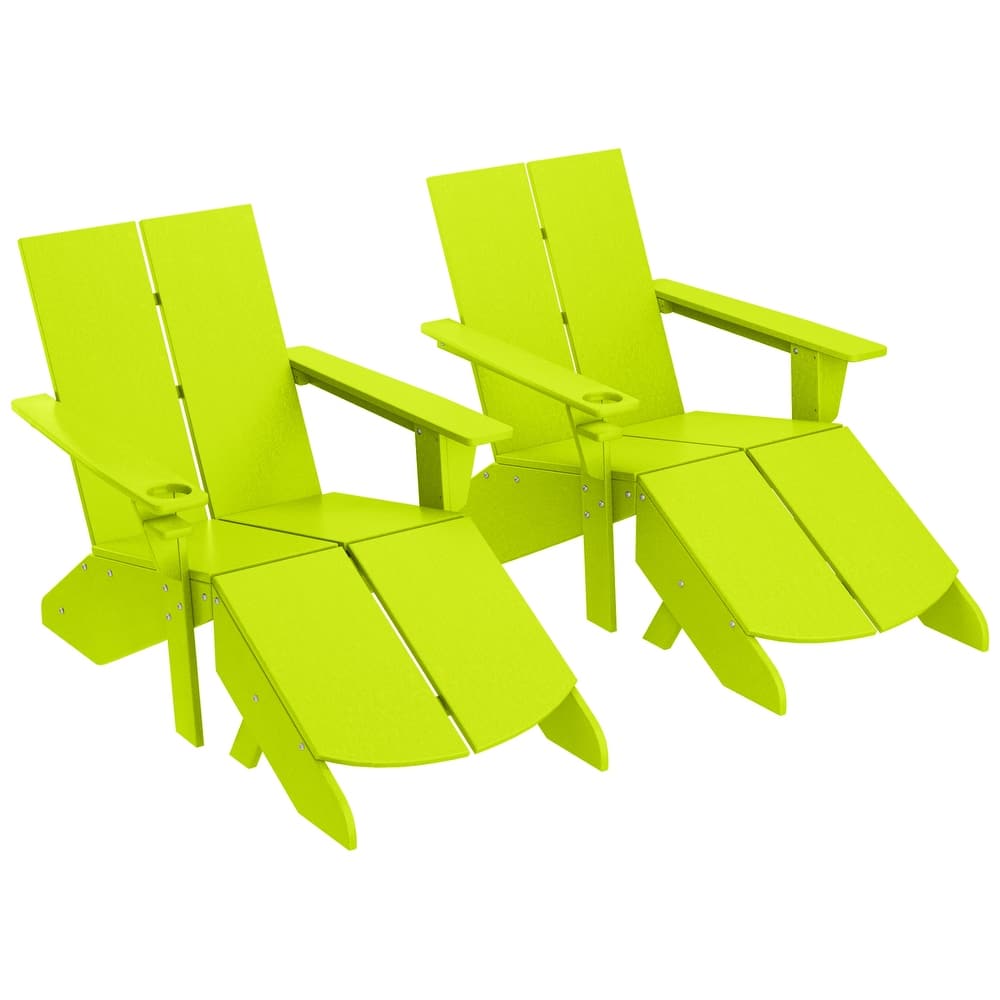 Coastin Modern Poly Adirondack Chair With Ottoman (Set of 2)