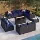 preview thumbnail 2 of 16, MakeYourDay 10-Seater Rattan Sectional Sofa Set with 2 Kinds of Gas Fire Pit Tables 28"x28"