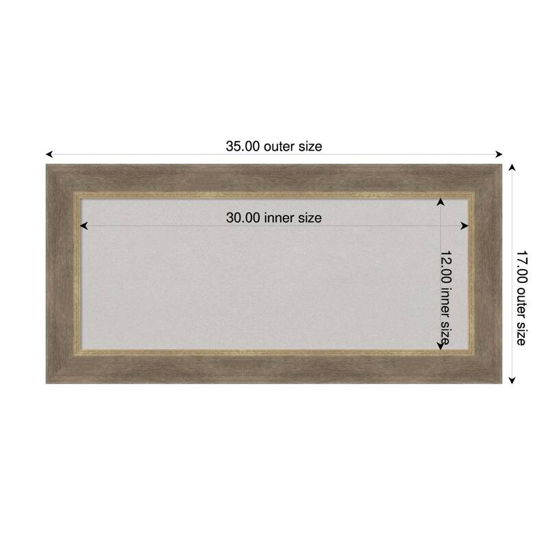 Driftwood Tan Wood Framed Cork Board - Bulletin Board, Organization Board, Pin Board - Grey - 35 x 17 in