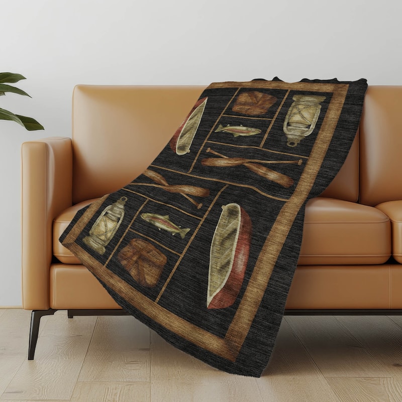Premium Machine Washable ASB144 Lake Lodge Sherpa Throw Blanket - Midnight - 4'2" x 5'10"