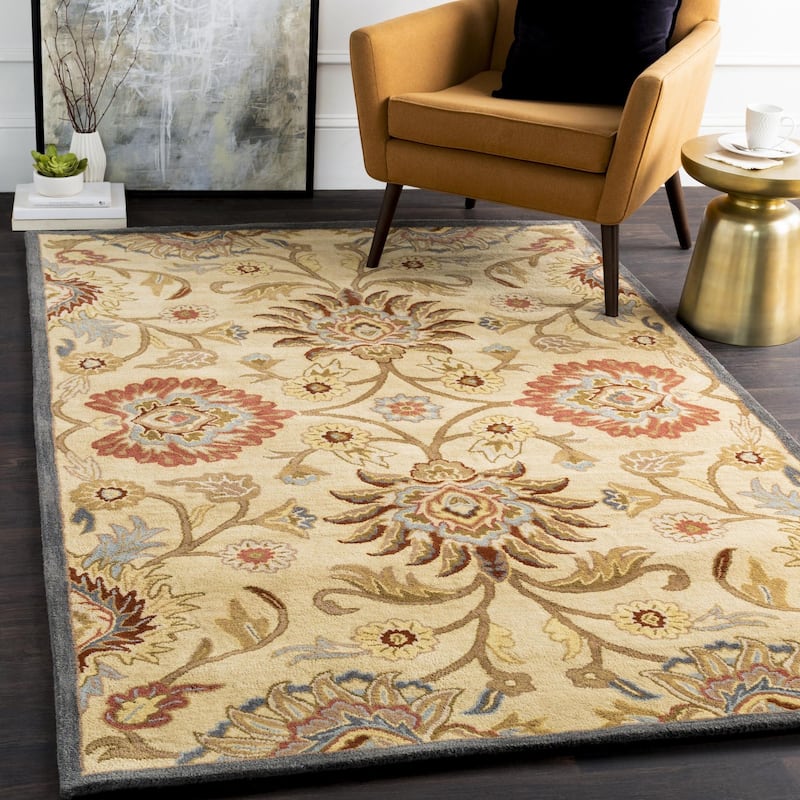 Livabliss Caesar Updated Traditional Paisley Hand Tufted Area Rug. - Tan - 2' x 4' Hearth