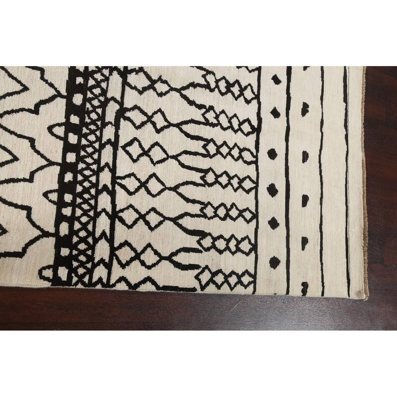 Vegetable Dye Moroccan Contemporary Area Rug Hand-knotted Wool Carpet - 8'1" x 9'9"