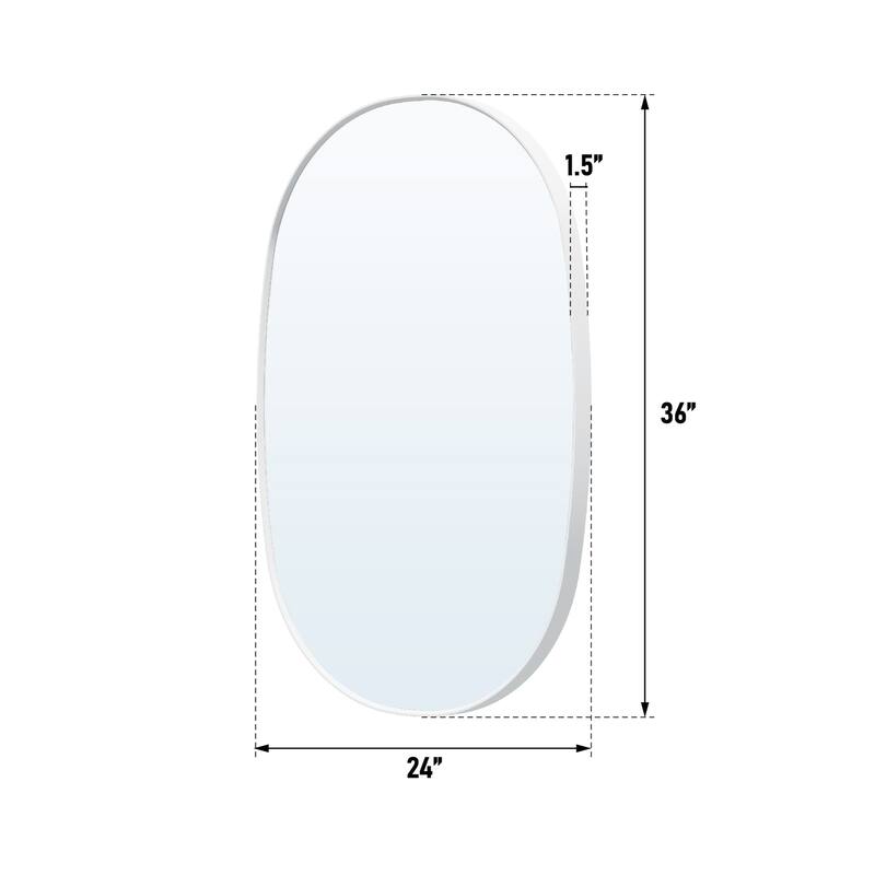 24 in. W x 36 in. H Bathroom Wall Mounted Oval Metal Framed Mirror - 24 in. W x 36 in. H