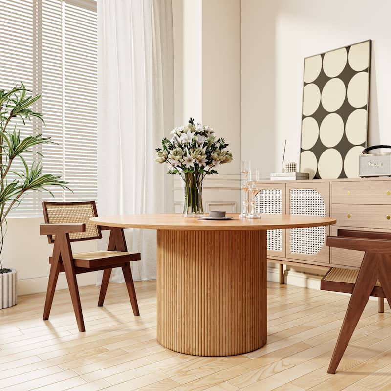 Round Dining Table Modern Farmhouse Breakfast Table for 4-8