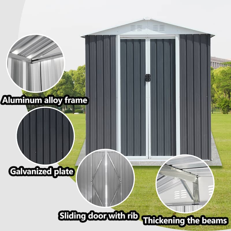 Rust-roof Steel Storage Shed with Waterproof Panels & Sliding Lockable Door Garden Shed Pet Shed Tool Shed
