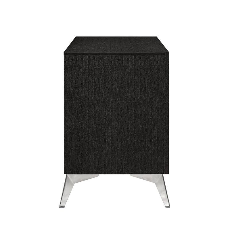 Black 2 Drawer 16.18 in. W Nightstand with Trimmed Edge Design