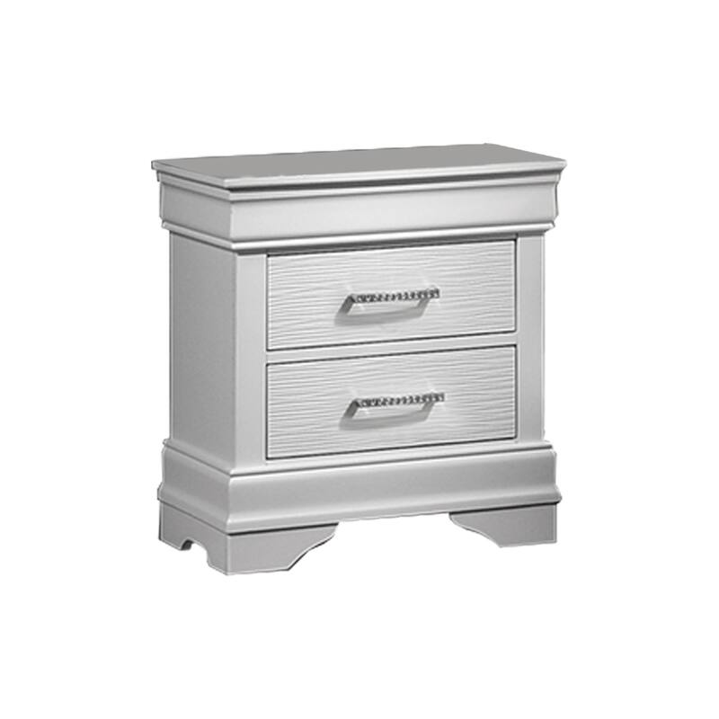 Modern Sleek Bedside Table 1pc Nightstand Bedroom Furniture Accent Handles Spacious Drawers