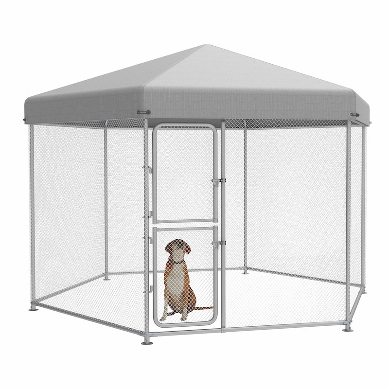 Moasis Large Outdoor Dog House with UV-Resistant Waterproof Roof Cover and Secure Lock Dog Fence Outdoor for Yard