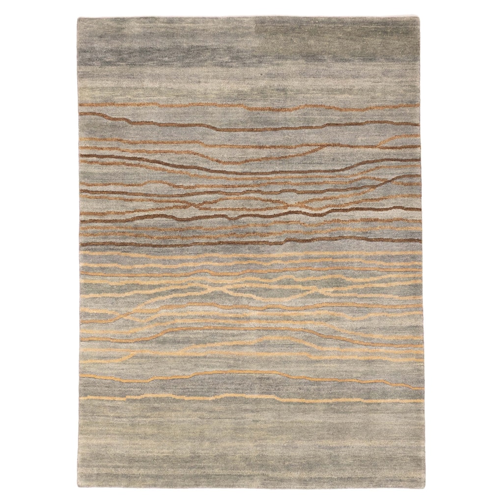 ECARPETGALLERY Hand-knotted Peshawar Ziegler Grey Wool Rug - 5'1 x 7'1