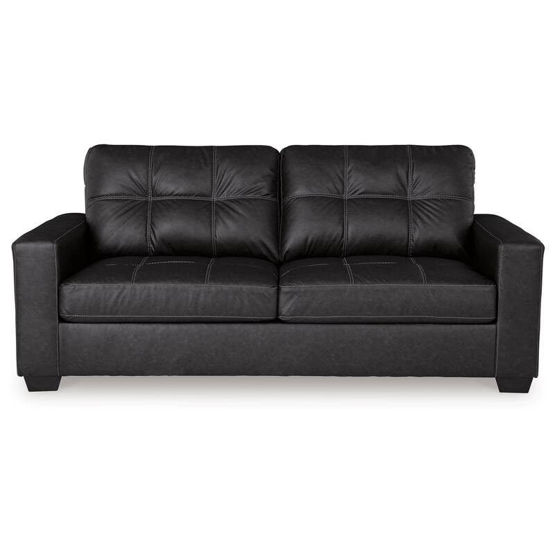 Barl Sofa Sleeper, Queen Size Pull Out Bed, 85 Inch Black Faux Leather