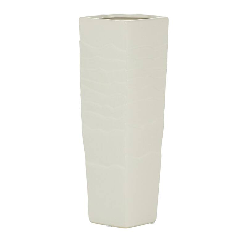 Ceramic Textured Decorative Vase - White - Roche River Decor