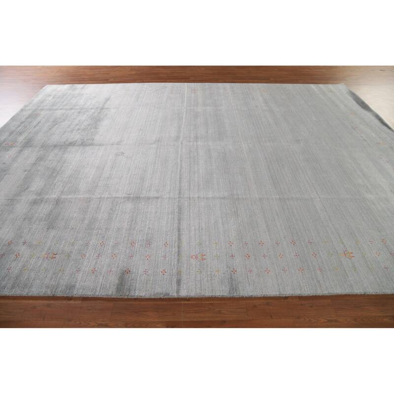 Grey Gabbeh Area Rug Handmade Wool Carpet - 8'11"x 11'9"