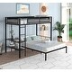 preview thumbnail 2 of 15, Black Twin over Full Size Metal Steel Bunk Bed with Shelves, Grid Panel, Sturdy Metal Bed Frame and Noise-free Wood Slats