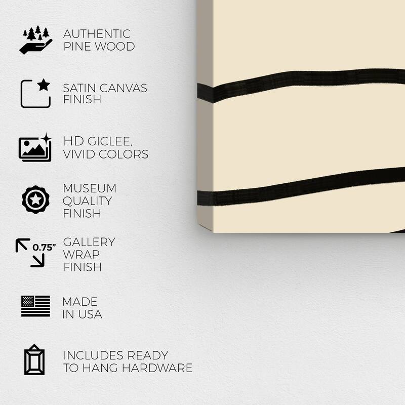 Wynwood Studio Canvas Abstract Abstract Plastic Hanger Black and Vanilla Modern & Contemporary Wall Art Canvas Print