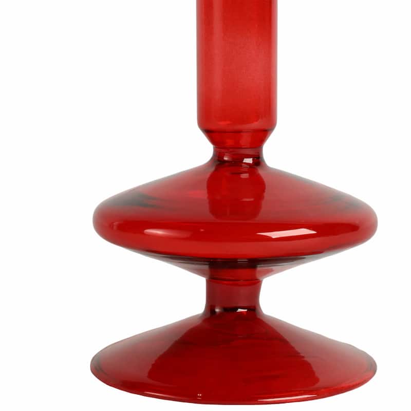 Sculptural Glass Candle Holder with Rounded Accent Base - Modern Tabletop Candle Holder for Any Room