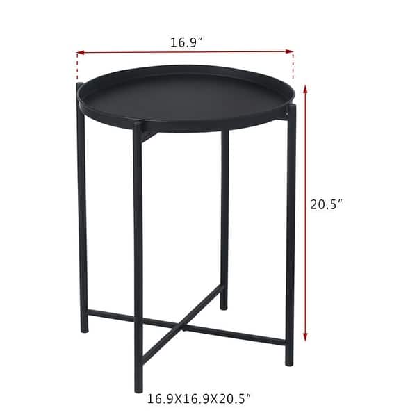 dimension image slide 0 of 3, Adeco Gold End Table Metal Waterproof Snack Beside Table Accent Coffee Table - 16.9""(D)x 16.9""(W)x 20.5""(H)