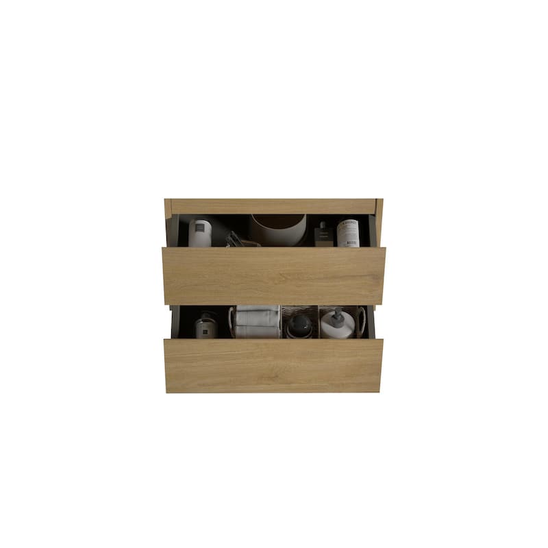 (Base Only) Wall Mount Bathroom Vanity Base with 2 Drawers