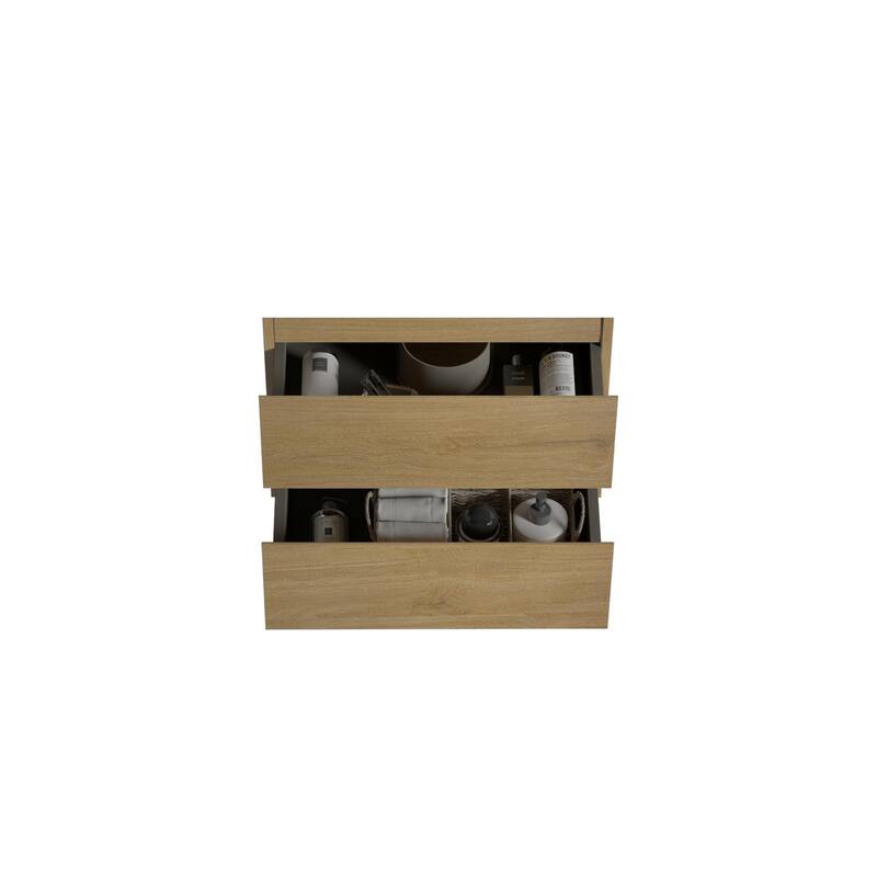 GDFStudio - Alice Wall-Mounted Bathroom Vanity with Modern Double Drawer and Soft-Close Functionality