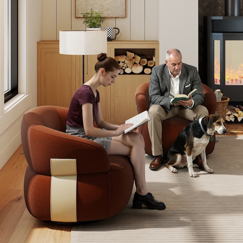 Kieon 33"W 360 Swivel Barrel Chair Modern Accent Chair Set of 2