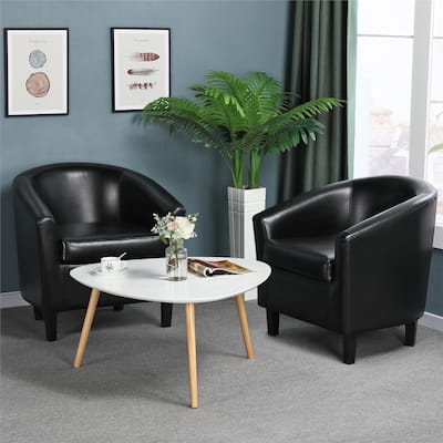 Yaheetech Faux Leather Barrel Arm Accent Tub Chair
