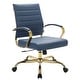 preview thumbnail 1 of 14, Benmar Ribbed PU Leather Office Chair - Ergonomic Swivel Desk Chair - Chrome Gold Steel Base Executive Computer Seat Navy Blue