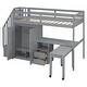 preview thumbnail 51 of 110, Twin/Full Size Loft Bed with Storage Staircase, Wardrobe and Desk, Solid Wood Loft Bedframe with 2 Storage Drawers and Shelves