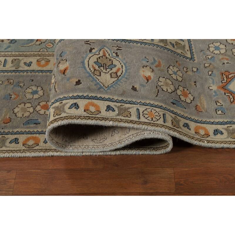 Light Blue Tabriz Persian Area Rug Traditional Handmade Wool Carpet - 8'6"x 12'10"