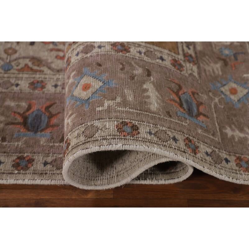 Distressed Tabriz Persian Antique Area Rug Handmade Wool Carpet - 6'7" x 9'4"