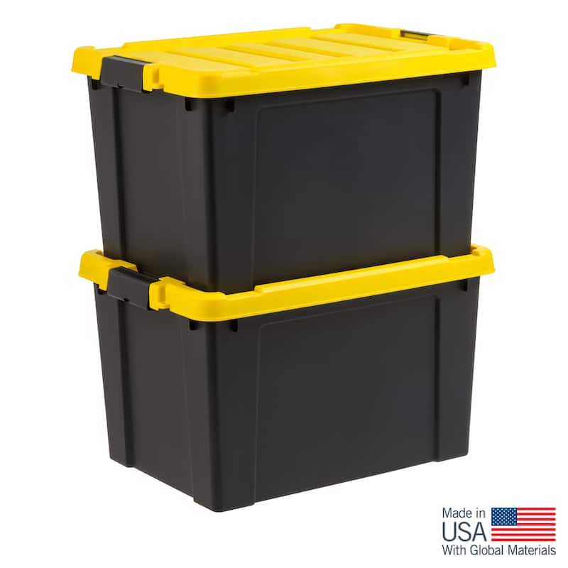IRIS USA® STOR-IT-ALL 78.50 Qt Buckle Lid - Black - Set of 2