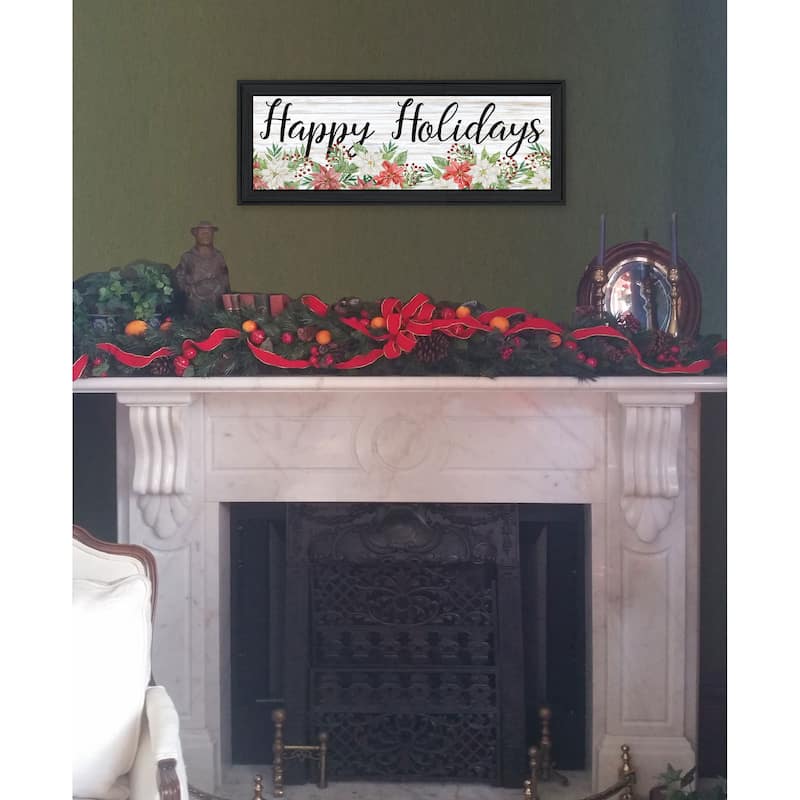 TrendyDecor4U Contemporary "Happy Holiday" Framed Print Wall Art