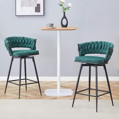 Retro Bar Stools, Swivel Rotating Stools(Set of 2)