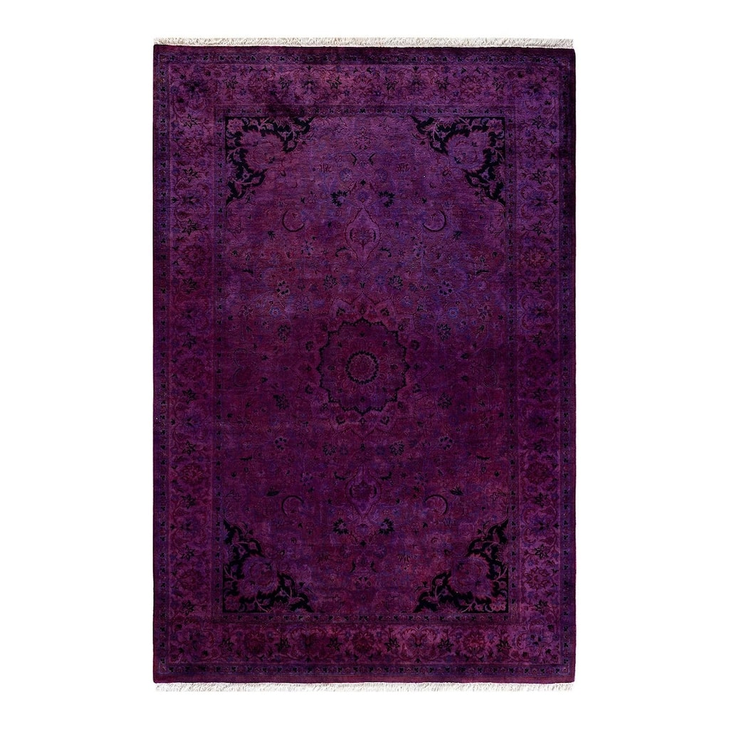 Overton Hand Knotted Wool Vintage Inspired Modern Contemporary Overdyed Pink Area Rug - 4' 2" x 6' 3"